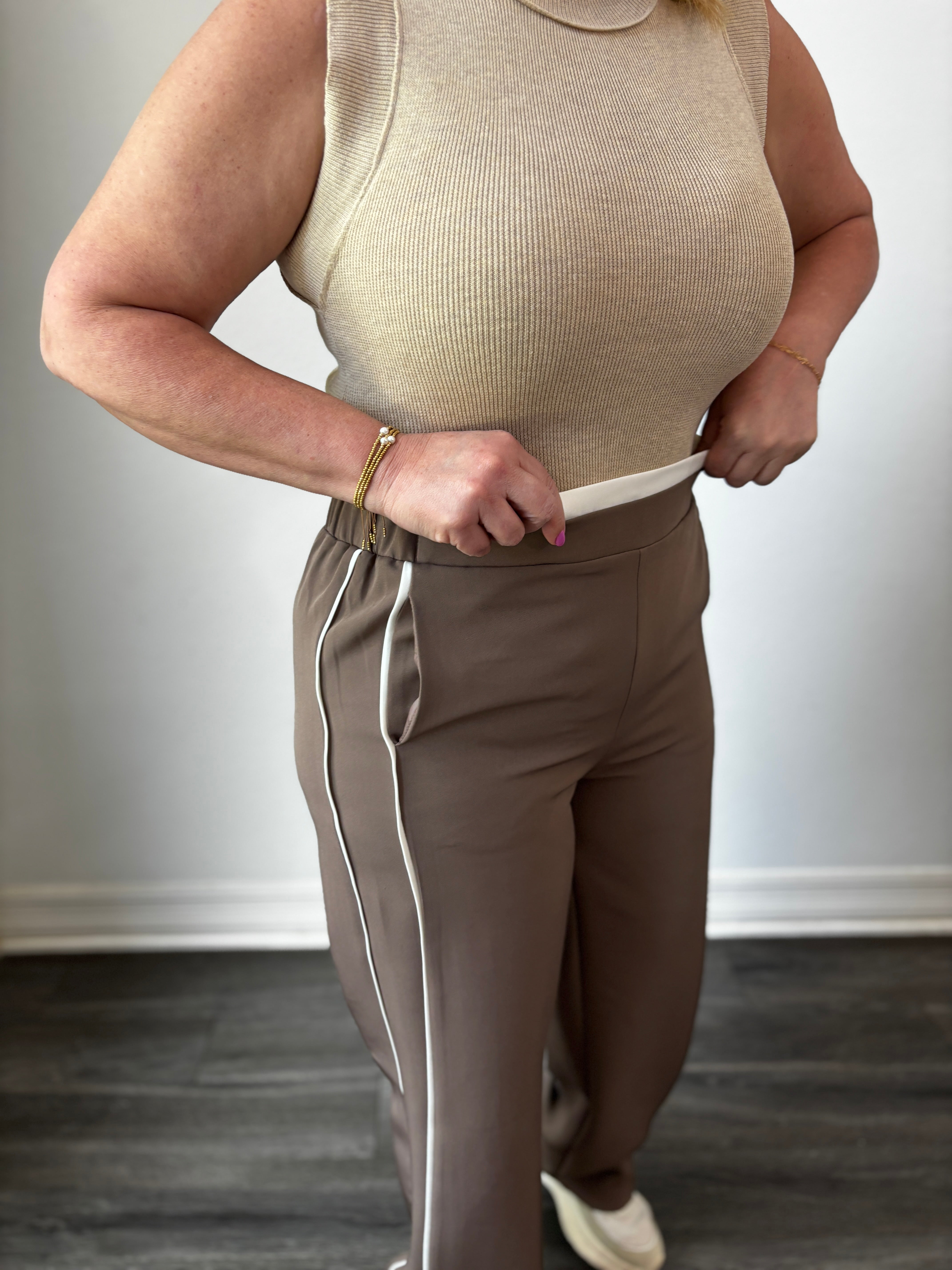 Amy Side Stripe Slacks Coco