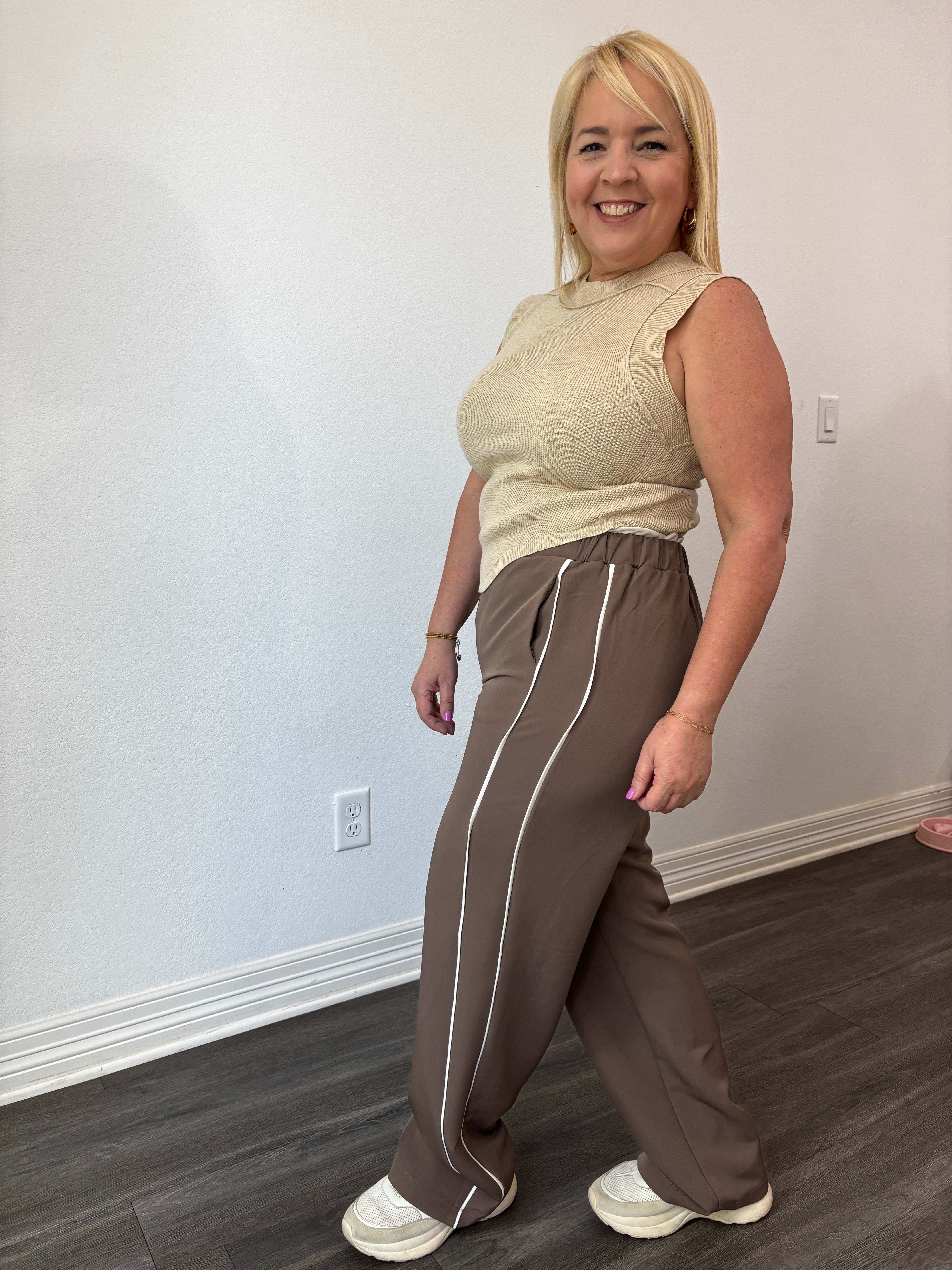 Amy Side Stripe Slacks Coco