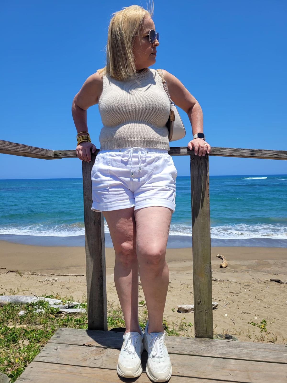 Cropped Knit Tank Top Sand