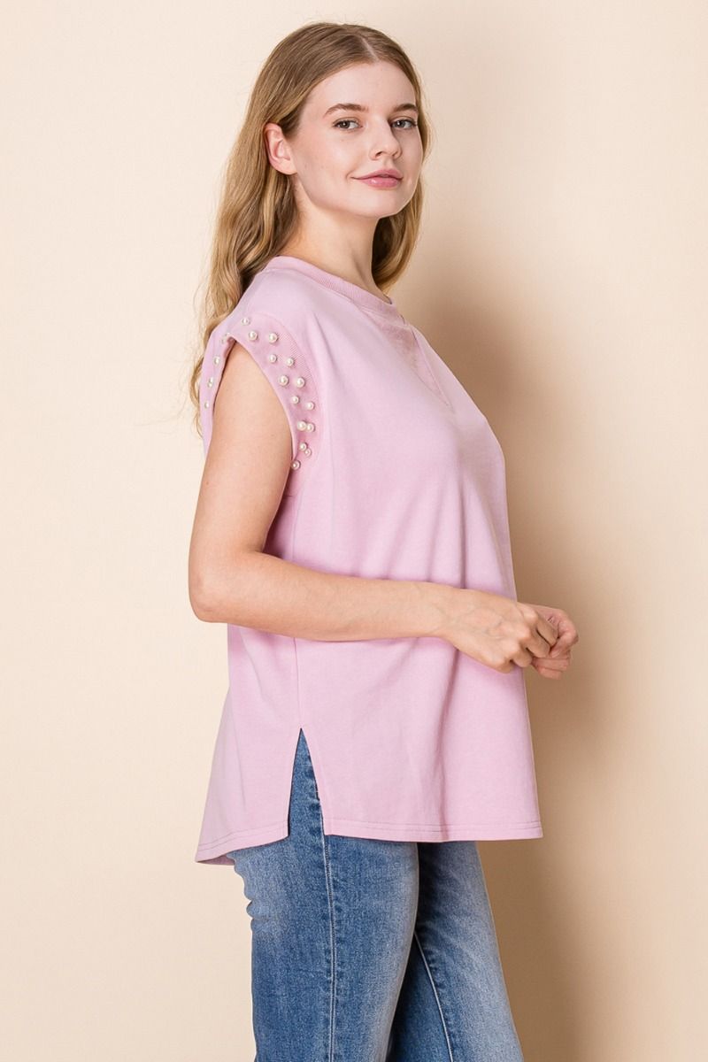 Oversized Pearl Beaded Top