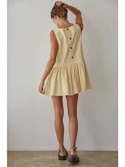 Sierra Square Neck Tunic Dress – Butter Yellow