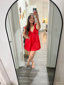 Sleeveless Ruffled Red Dress