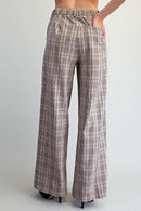 Paige Plaid Trousers - Brown