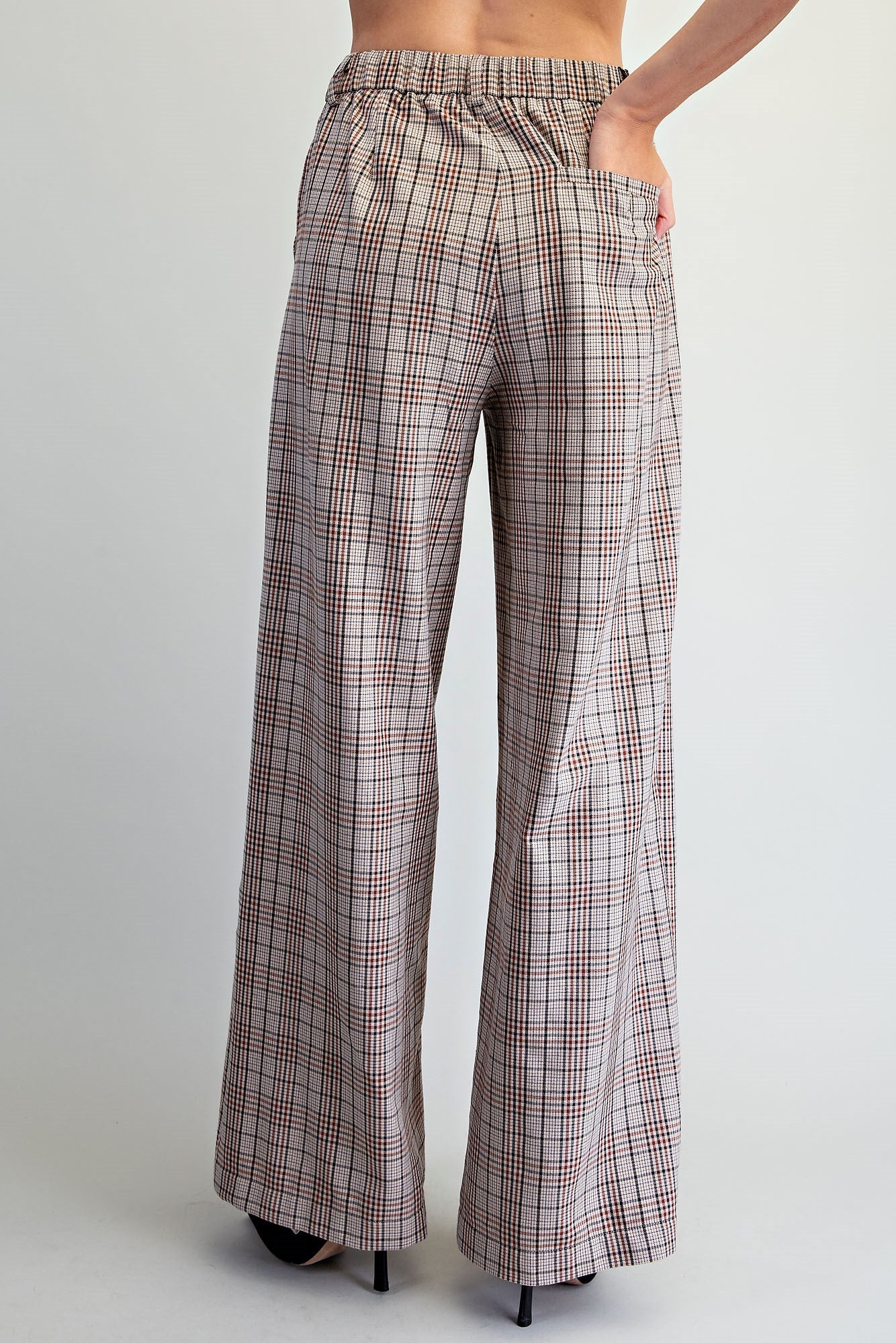 Paige Plaid Trousers - Brown