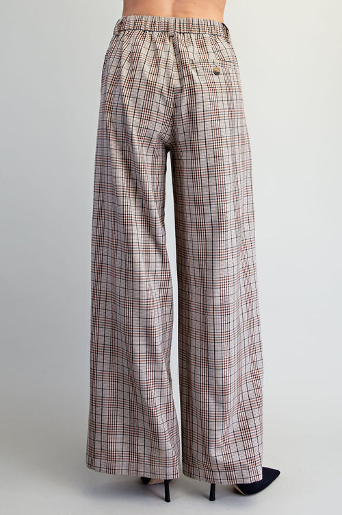 Paige Plaid Trousers - Brown