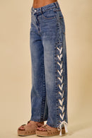 Lena Lace-Up Straight Leg Denim