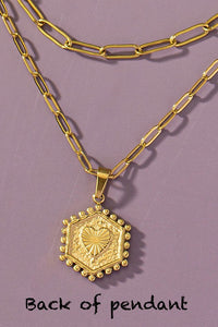 Initial Double-Sided Hexagon Layered Necklace Gold