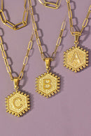 Initial Double-Sided Hexagon Layered Necklace Gold