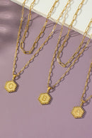 Initial Double-Sided Hexagon Layered Necklace Gold