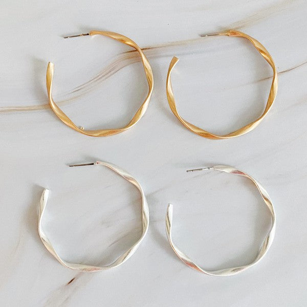 Gentle Wave Hoop Earrings