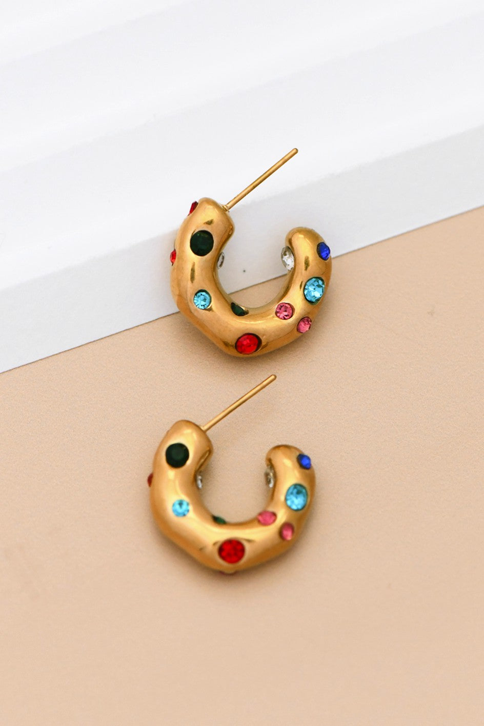 Isabella Gold Crystal Hoop Earrings