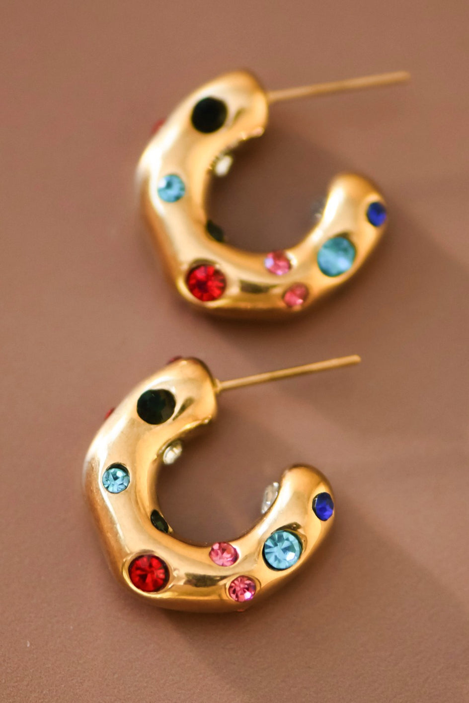 Isabella Gold Crystal Hoop Earrings