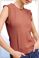 Olivia Ruffle Sleeve Stripe Tank – Rust