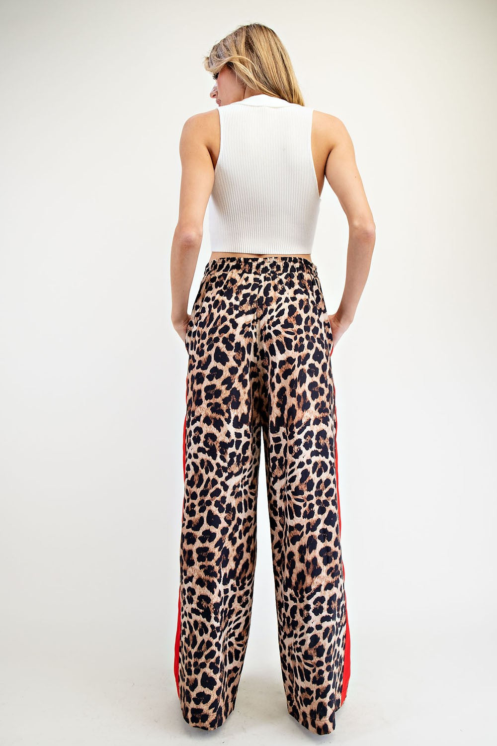 Leopard Red Stripe Track Pants