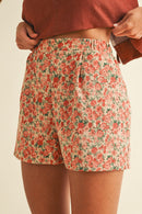 Rosie Rose Print Corduroy Shorts – Rose Pink