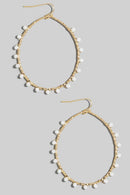 Amelia Beaded Oval Earrings - White