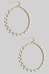 Amelia Beaded Oval Earrings - White