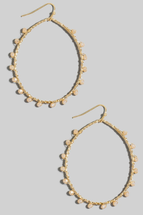Amelia Beaded Oval Earrings - Champagne