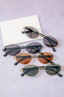 Avery Oval Sunglasses - Gld/Brown