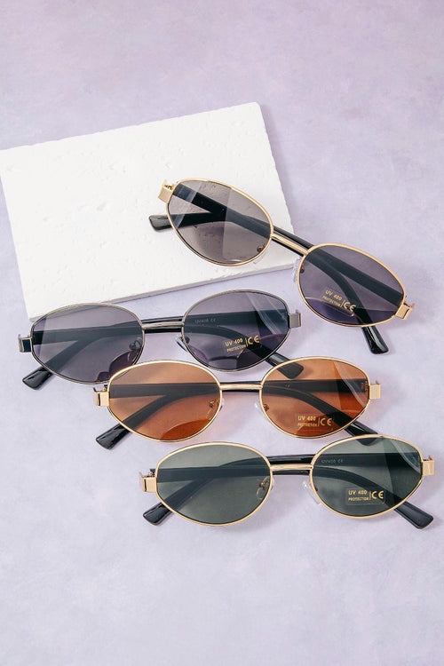 Avery Oval Sunglasses - Gld/Brown