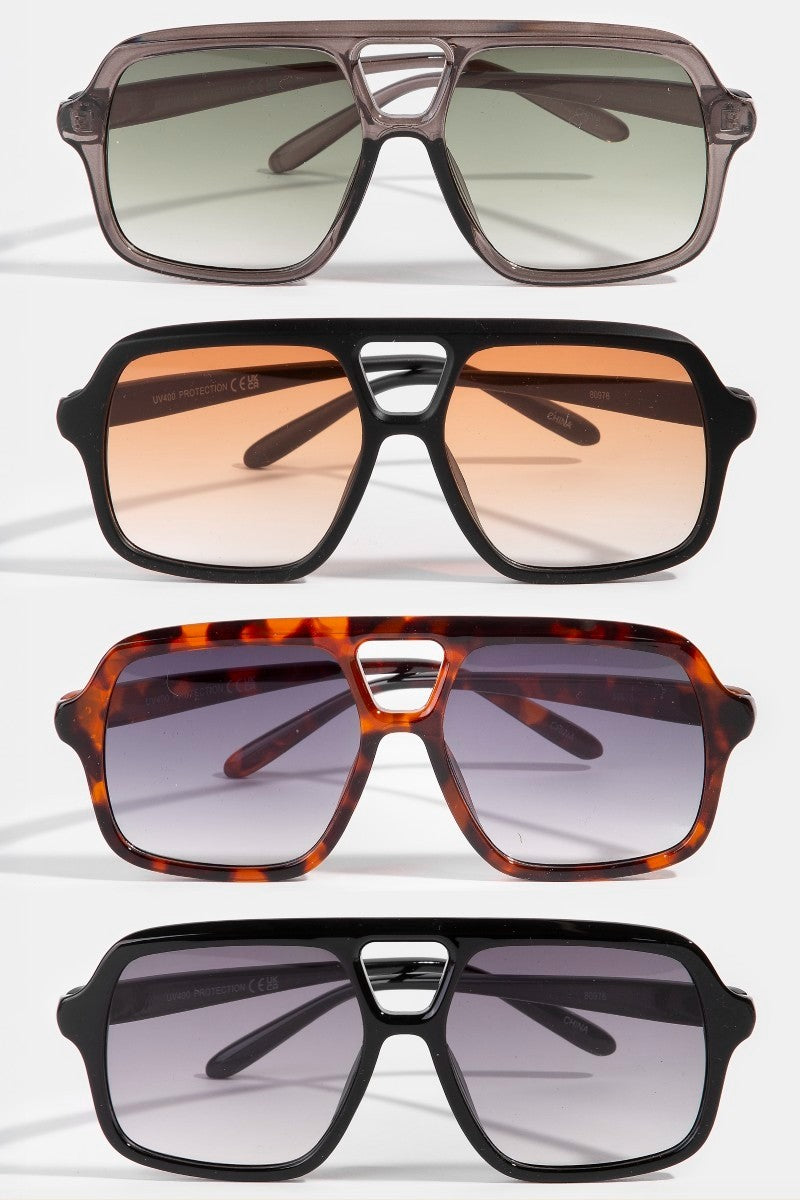 Vivian Retro Aviator Sunglasses - Tort/Brown