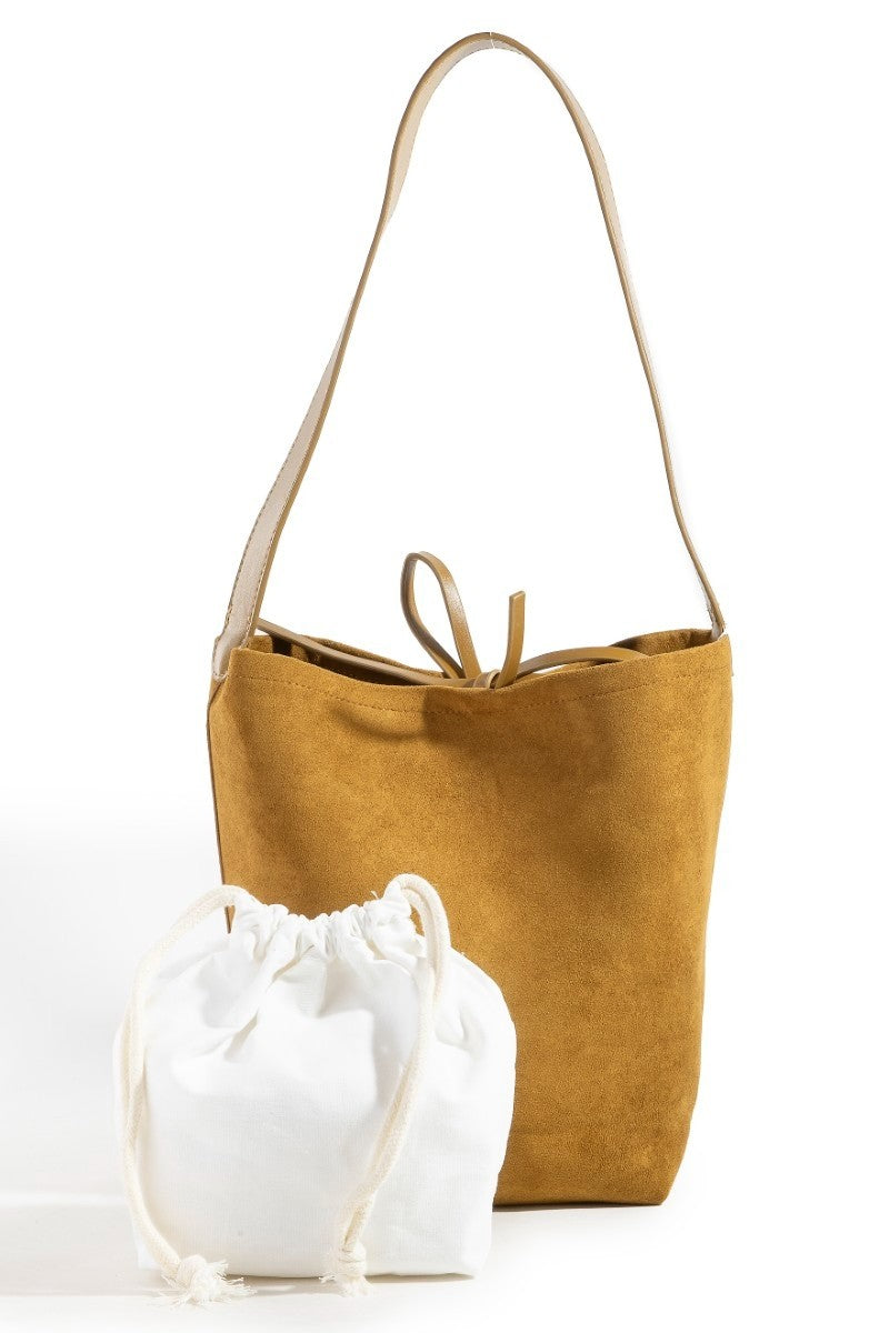 Deja Suede Bucket Tote - Light Brown