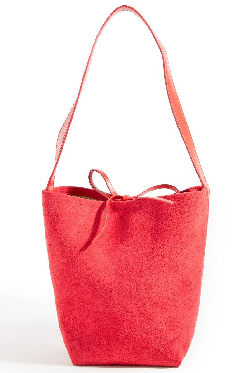 Deja Suede Bucket Tote - Red