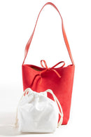 Deja Suede Bucket Tote - Red