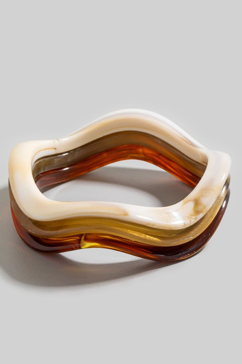 Nora Wavy Resin Bracelet Set - Tortoise/Cream