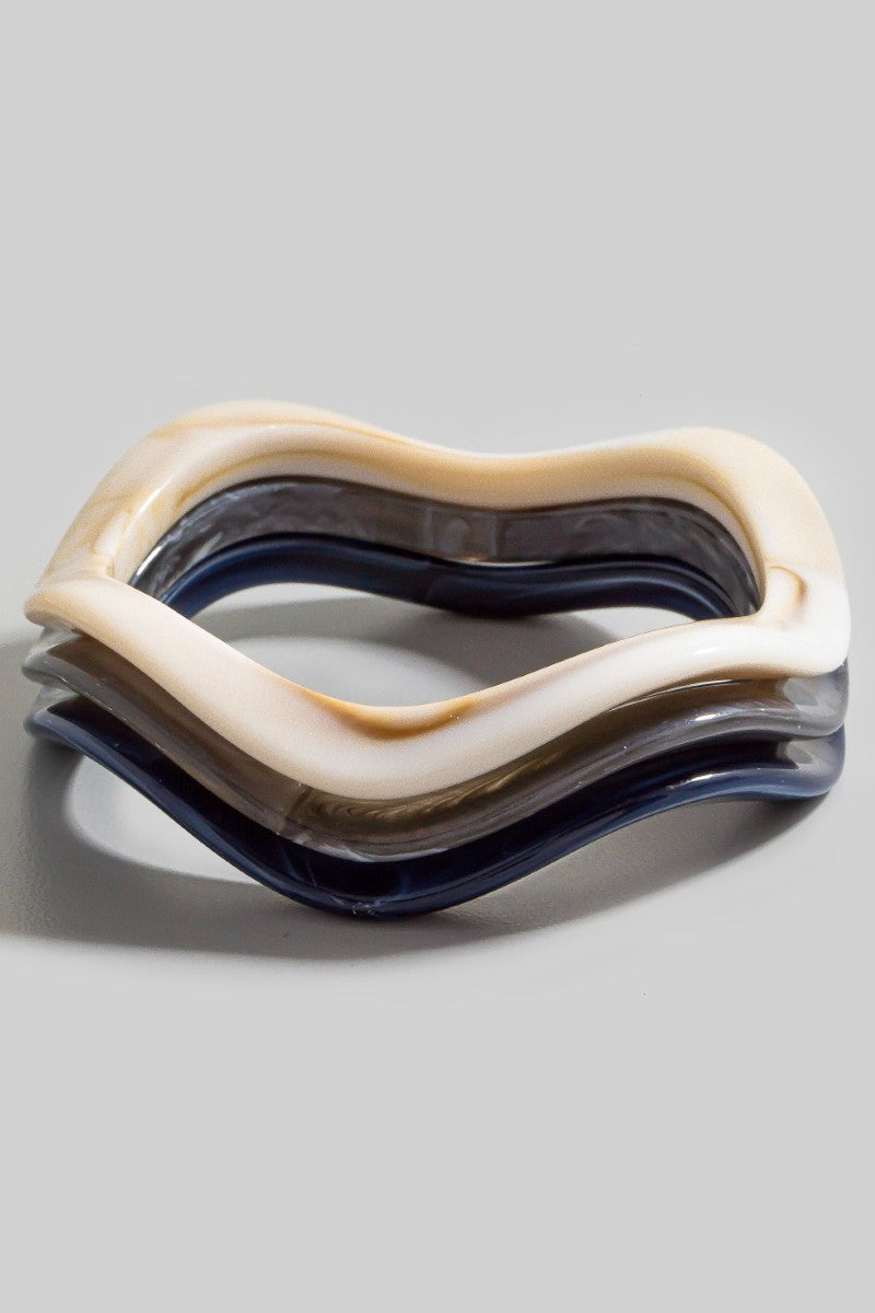 Nora Wavy Resin Bracelet Set - Blue/Gray