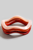 Nora Wavy Resin Bracelet Set - Orange/Red
