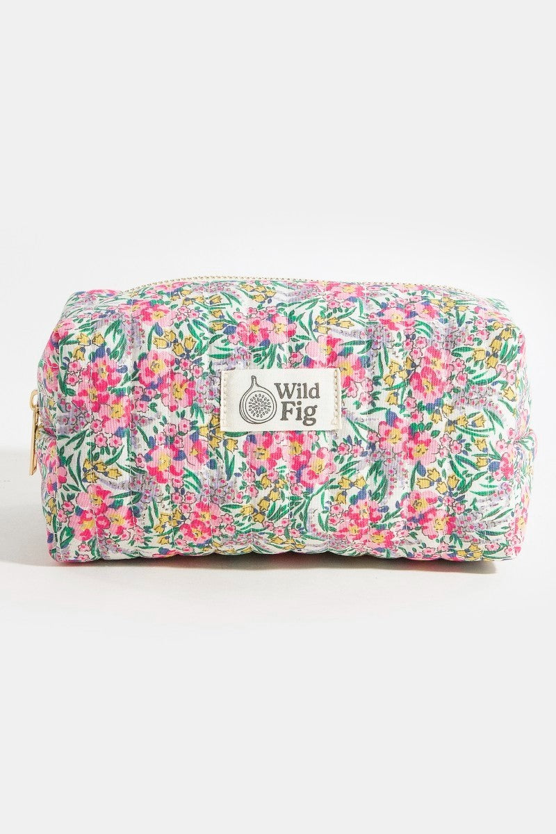 Lila Floral Print Makeup Pouch