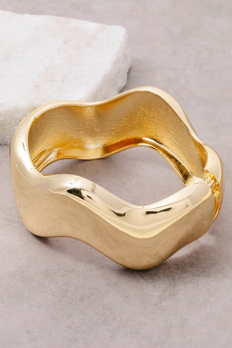 Elise Wavy Gold Bangle Bracelet