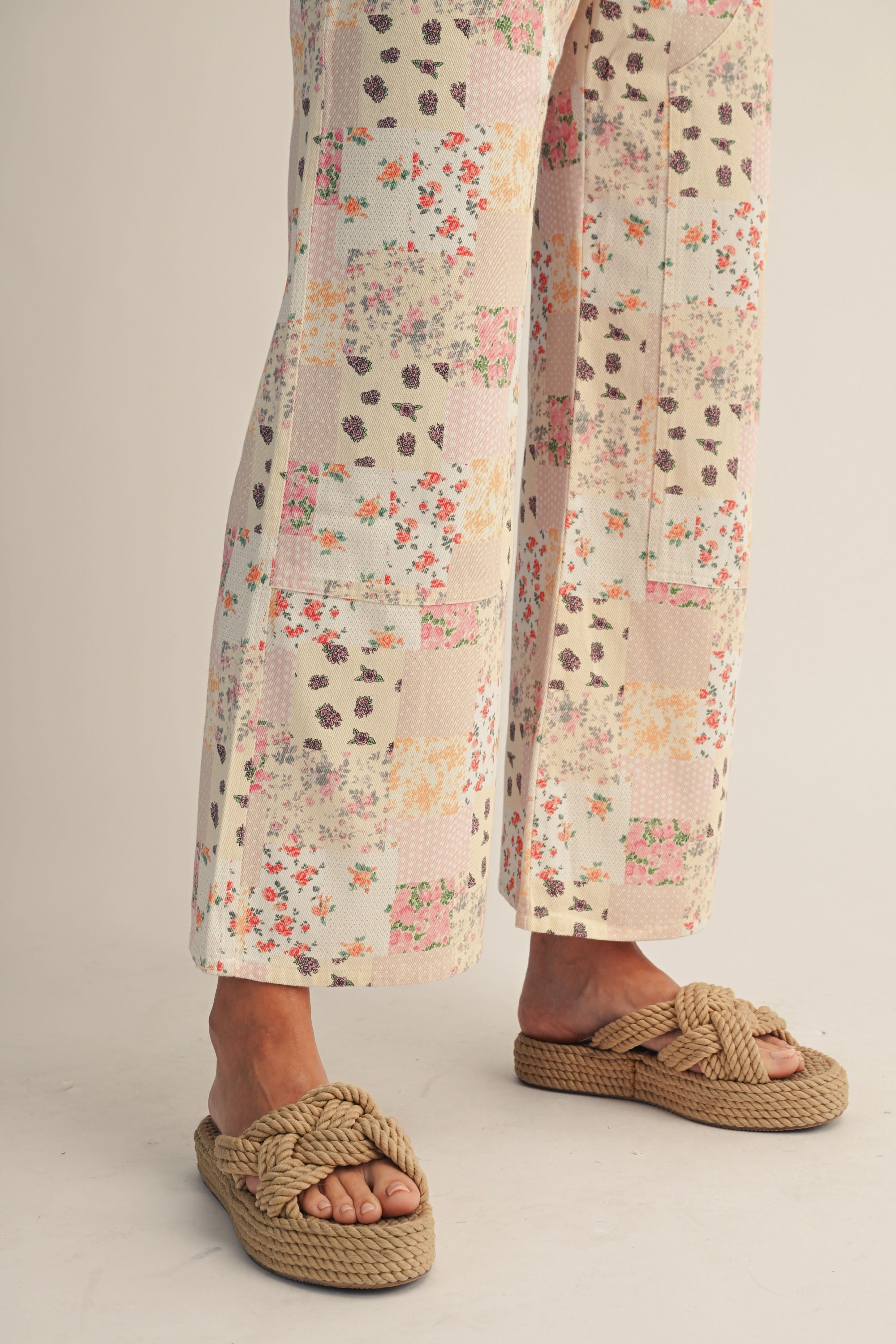 Eliana Pastel Patchwork Wide Leg Pants