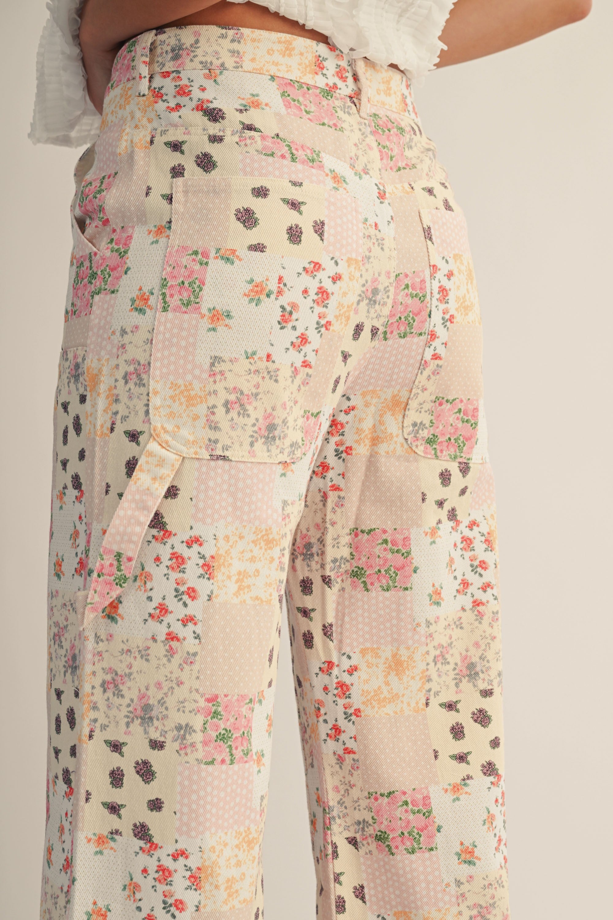 Eliana Pastel Patchwork Wide Leg Pants