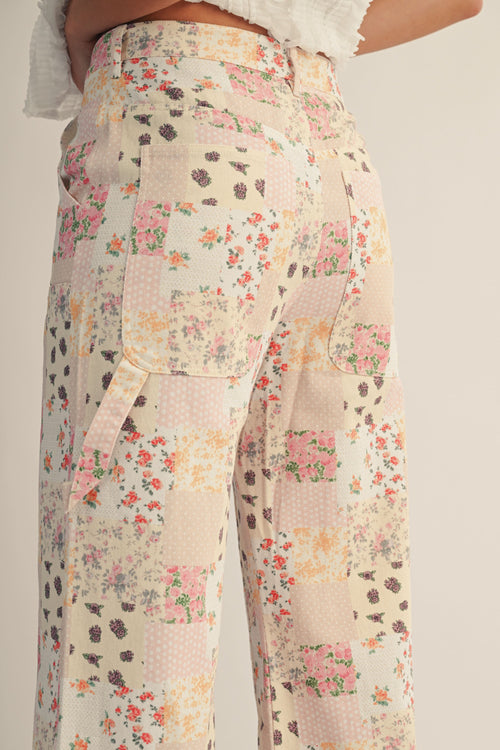 Eliana Pastel Patchwork Wide Leg Pants