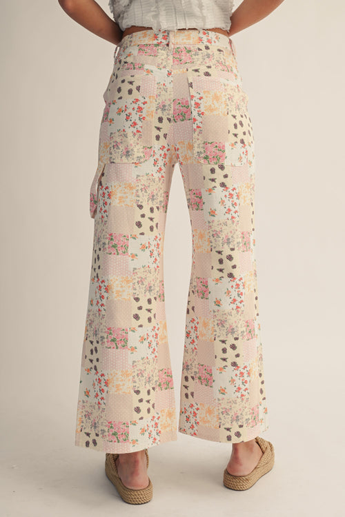 Eliana Pastel Patchwork Wide Leg Pants