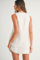 Teresa Scalloped Linen Mini Dress White
