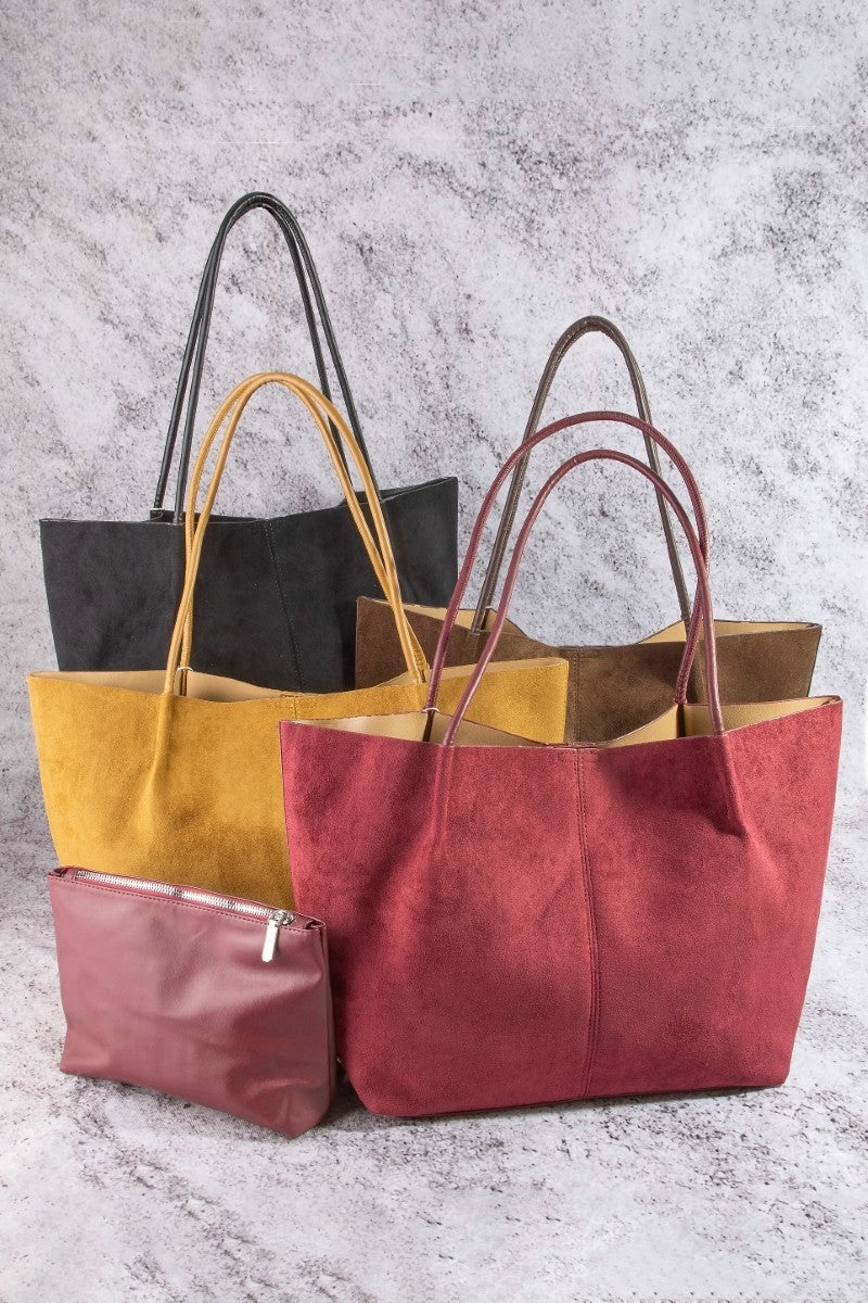 Sloane Suede Tote Bag - Dark Brown