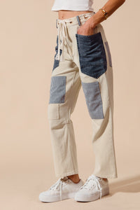 Pin Stripe Patchwork Pants
