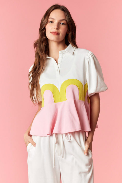 Ava Color Block Bubble Top