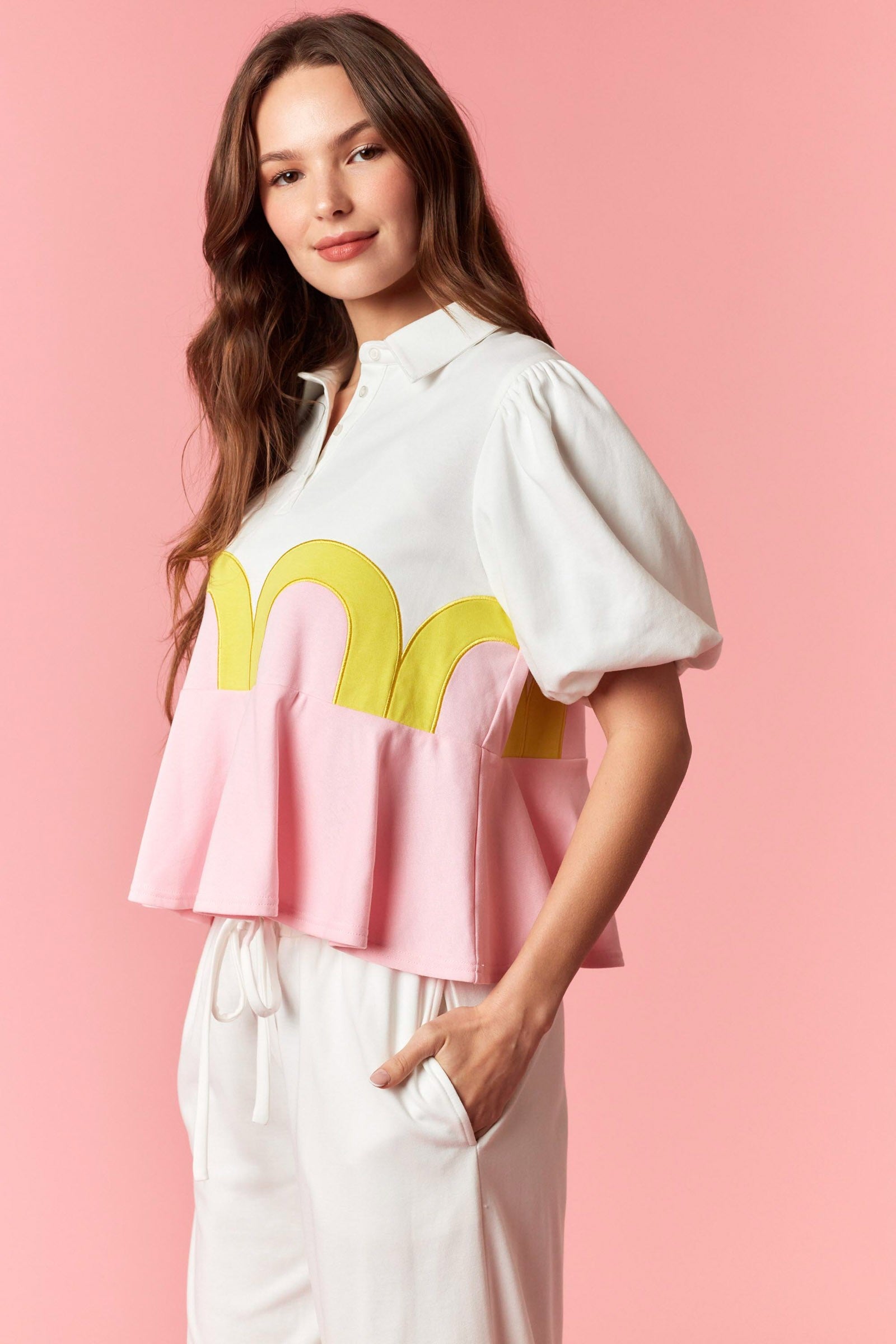Ava Color Block Bubble Top