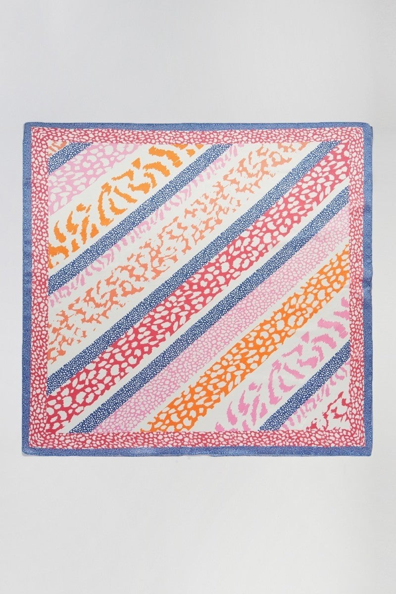 Paloma Striped Animal Print Square Scarf