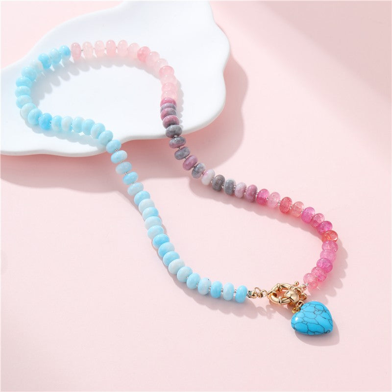 Izzy Stone & Glass Beaded Necklace - Turquoise
