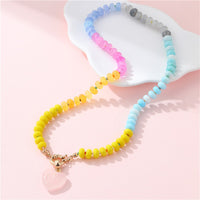 Izzy Stone & Glass Beaded Necklace - Rose Quartz