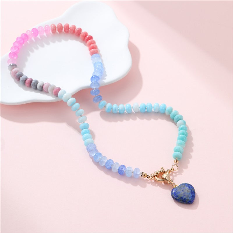Izzy Stone & Glass Beaded Necklace - Lapis