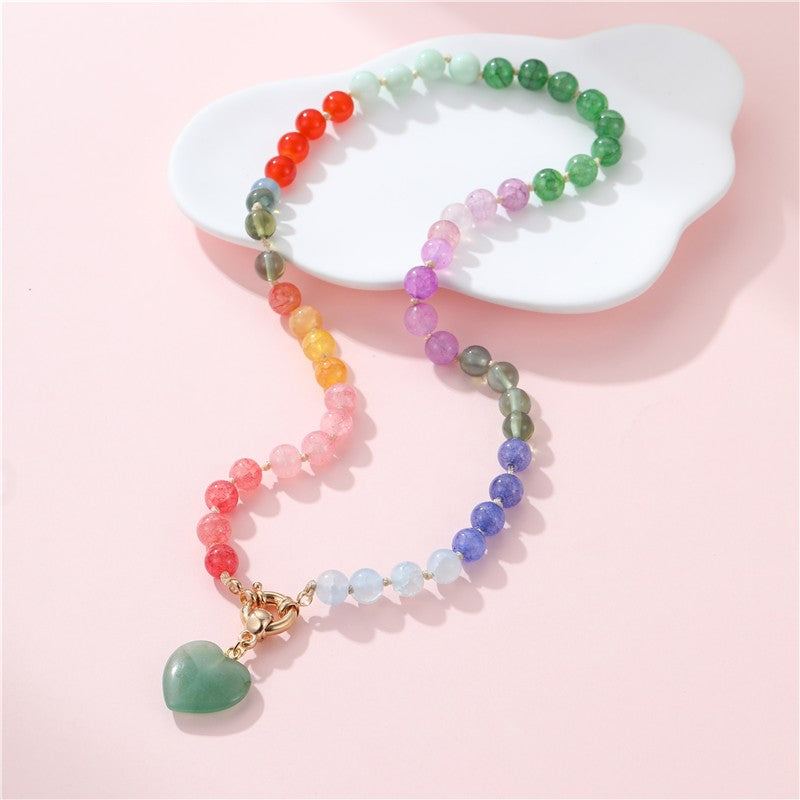 Izzy Stone & Glass Beaded Necklace - Jade