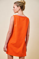 Lydia Stripe Shift Dress – Sunkist/Pink