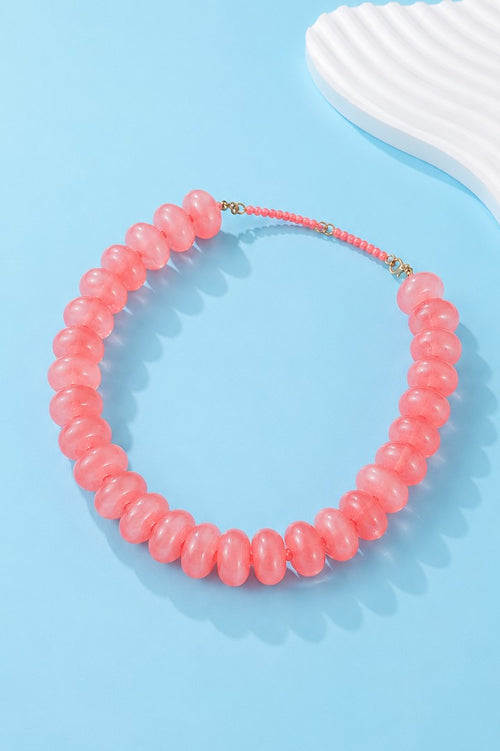 Margot Chunky Beaded Necklace - Rose