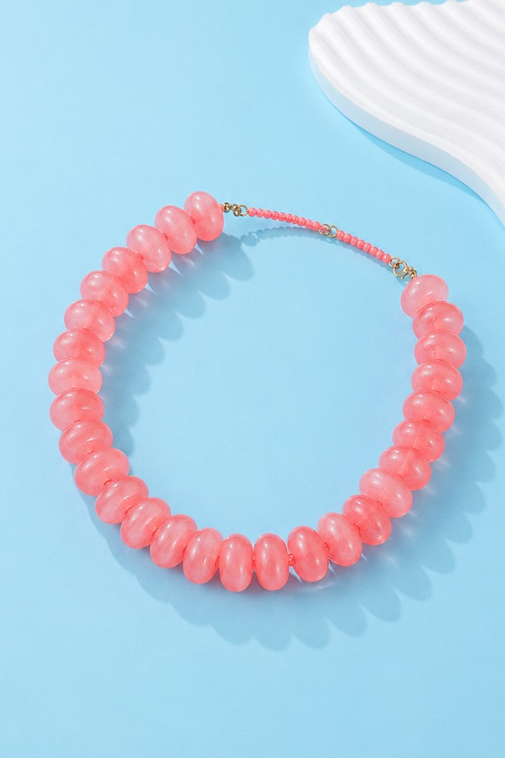 Margot Chunky Beaded Necklace - Rose